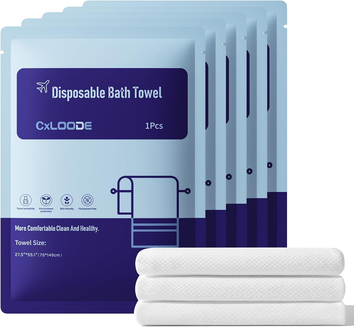 5 Pcs Disposable Bath Towels for Travel Larger And Thicker, 55.1 x 27.5"