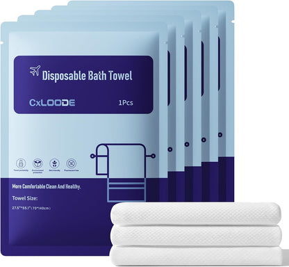 5 Pcs Disposable Bath Towels for Travel Larger And Thicker, 55.1 x 27.5"