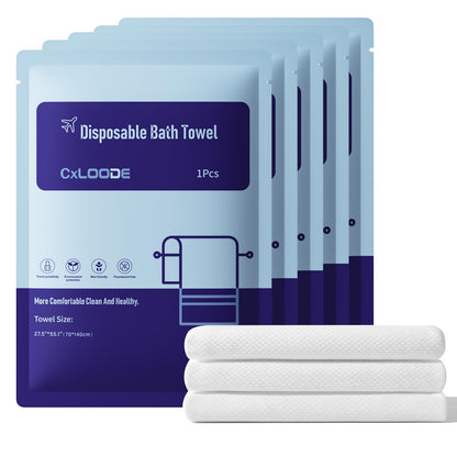 5 Pcs Disposable Bath Towels for Travel Larger And Thicker, 55.1 x 27.5"