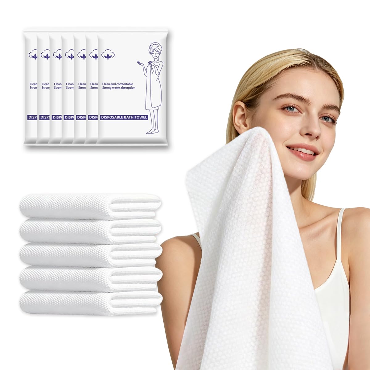 10 Pack Disposable Travel Bath Towels Sheets Extra Large 55"x27.5",Soft Disposable Dry Towel Washcloths Shower Towels for Body Travel Bathroom,Quick Dry Camping Towel Hair Swimming Gym Pet Towels