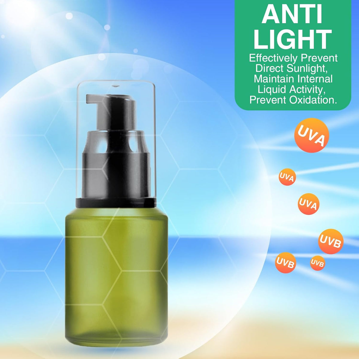 30ml Frosted Glass Pump Bottle Dispenser, 4pcs 1oz Travel Bottle
