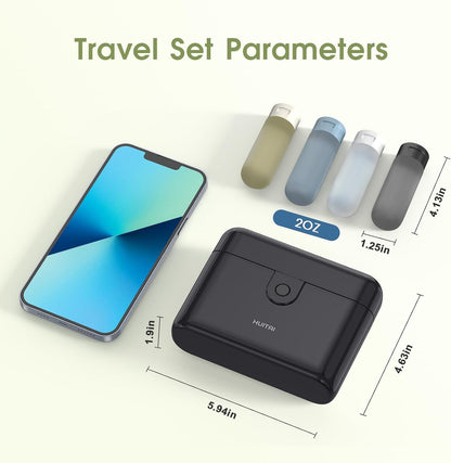 Travel Bottles TSA 4x2oz With Case Leak-Proof Black