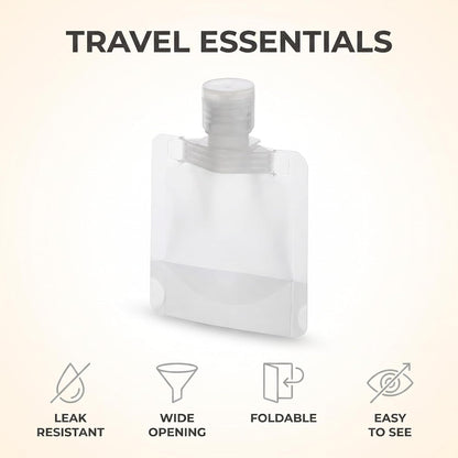 10Pcs Transparent Portable Fluid Packing Bags,New Travel Size Refillable Empty Squeeze Pouch, Premium Clear Travel Pouches for Toiletry, Lotion Shampoo Shower Gel Squeezable Bags (30ml),Bag and Cases