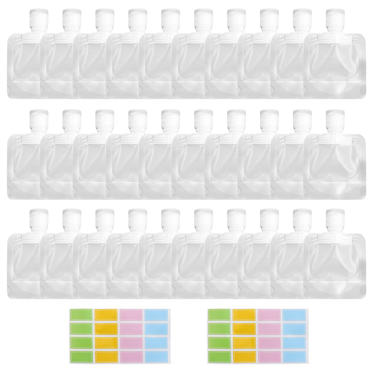 15 Pcs Leak Proof Empty Squeeze Pouches, 1 oz, 1.7 oz and 3.5 oz