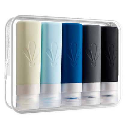 INSFIT Travel Bottles for Toiletries, TSA Approved 3oz Travel Size Toiletries, BPA Free Leak Proof Squeezable Silicone Tubes Travel Essentials for Shampoo Conditioner Lotion Soap