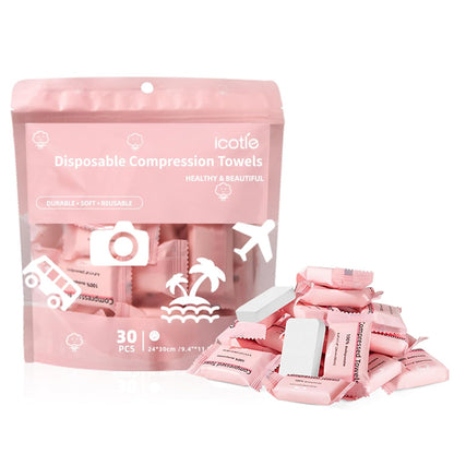 ICOTLE Compressed Towel, Disposable Face Towel, 11.8 x 9.4 Inch, 30 Count