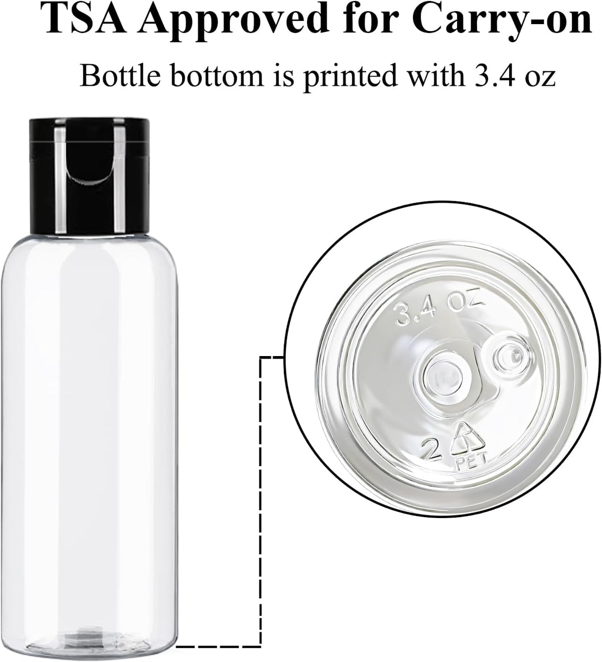 DNSEN 5 Pack 3.4 oz Travel Size Bottles for Toiletries with Labels