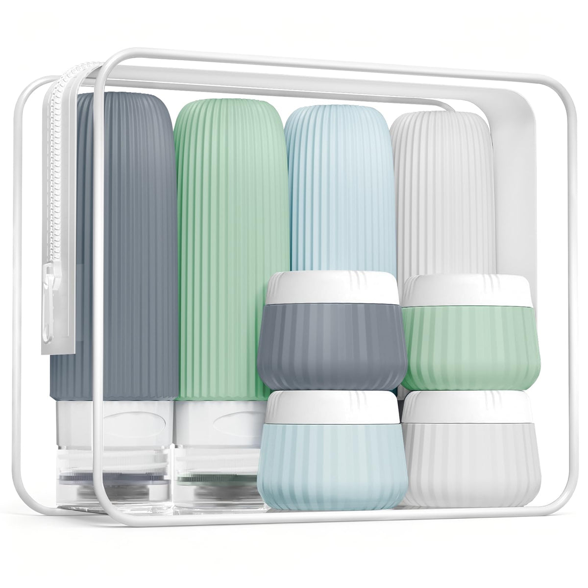 Mrsdry Travel Bottles 8 Pack, TSA Approved 3 oz Travel Containers with Clear Bag, Leak Proof Silicone Squeezable Essentials Jars