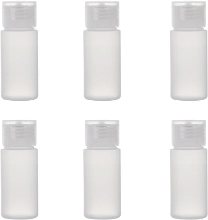ALINK Travel Size Plastic Empty Toiletry Bottles, 30ml (1 oz) Pack of 6 Liquid Containers with Labels