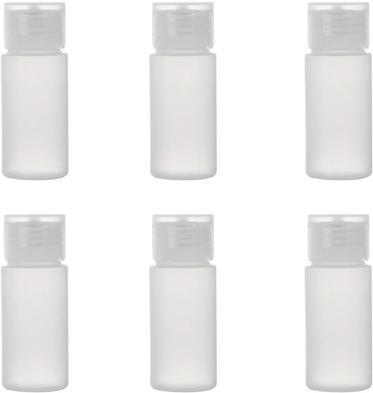 ALINK Travel Size Plastic Empty Toiletry Bottles, 30ml (1 oz) Pack of 6 Liquid Containers with Labels