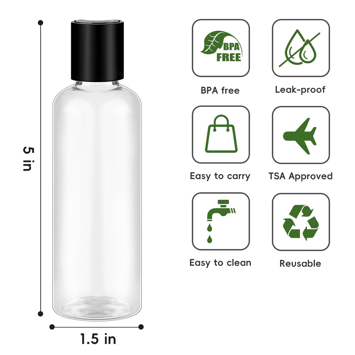 TUZAZO 10 Pack 3.4 oz Travel Bottles TSA Approved for Toiletries