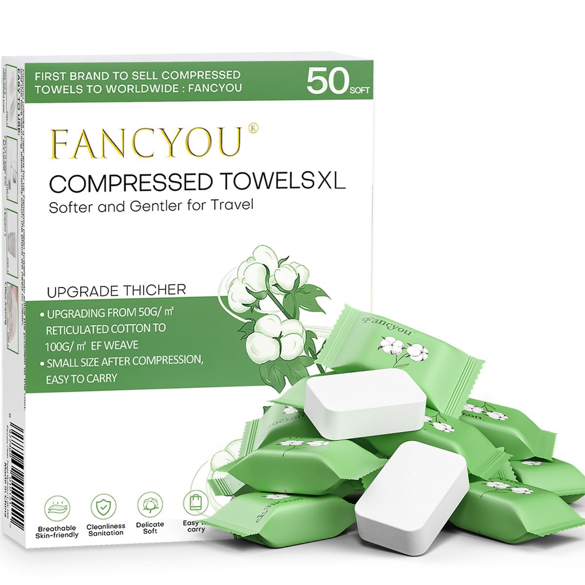 Compressed Towels Disposable Face Towel Disposable Washcloths 50 Count