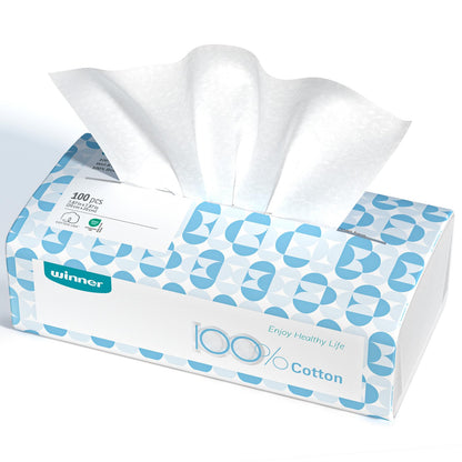 Winner Disposable Face Towels, 100% Cotton, 300 Count (Pack of 3)