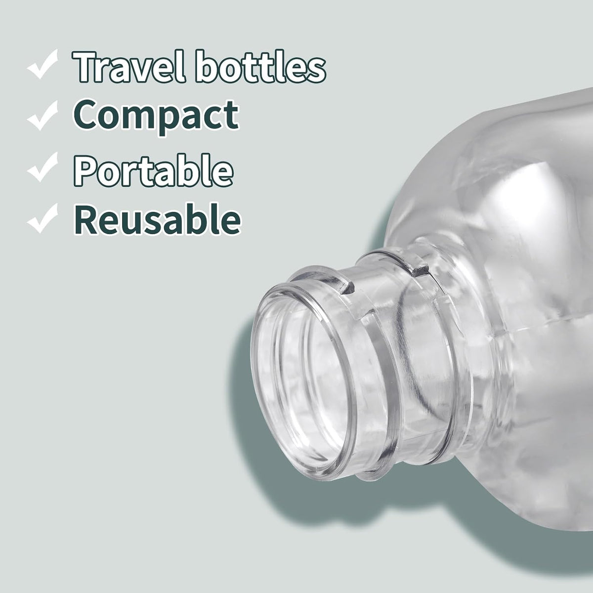 Tekson Travel Bottles for Toiletries, 3.4oz Mouthwash Container, Screw Top