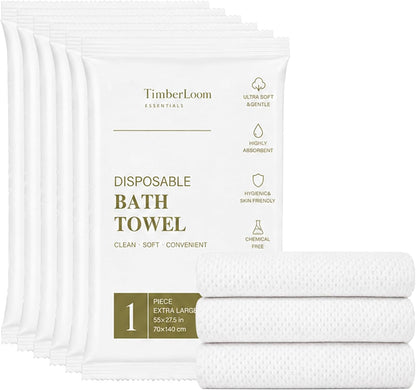 6 Pack Disposable Bath Towels for Travel 55" x 27.5" Large Individually Wrapped Travel Towel, Disposable Dry Body Towels Bulk for Shower Camping Hotel Bathroom Gym Hiking Family Vacation