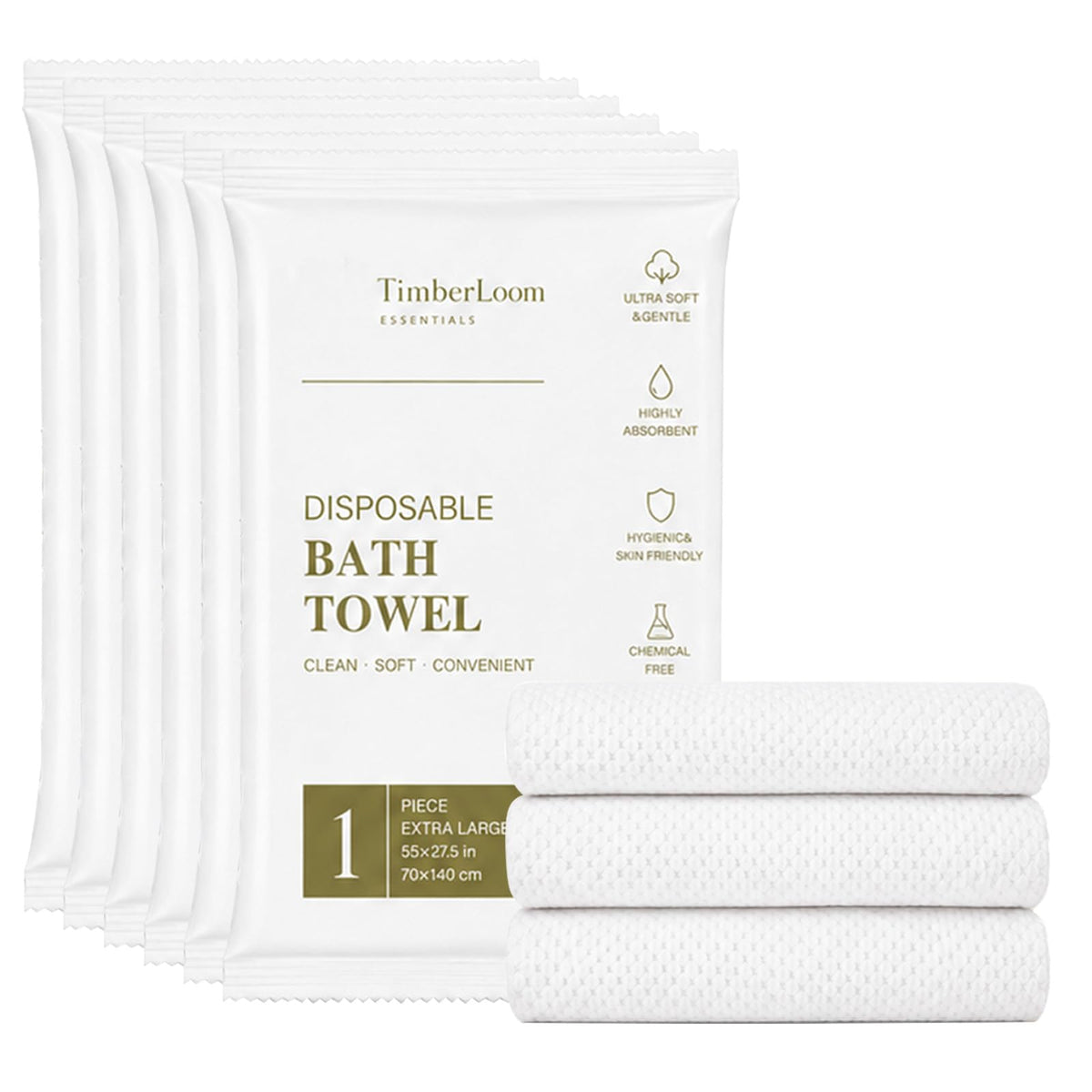 6 Pack Disposable Bath Towels for Travel 55" x 27.5" Large Individually Wrapped Travel Towel, Disposable Dry Body Towels Bulk for Shower Camping Hotel Bathroom Gym Hiking Family Vacation