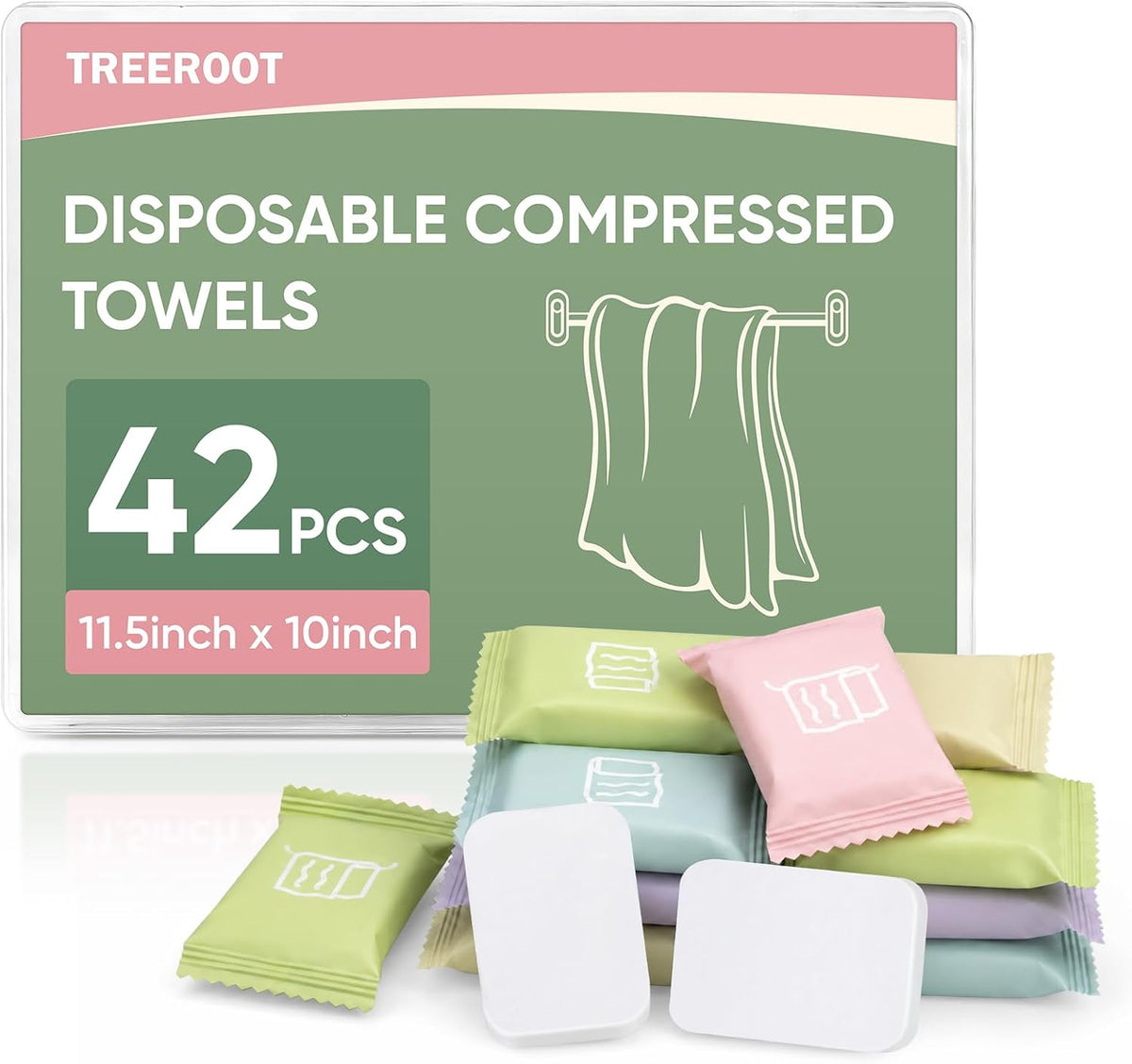 42PCS Disposable Washcloths for Adults, Compressed Towel Tablets for Travel