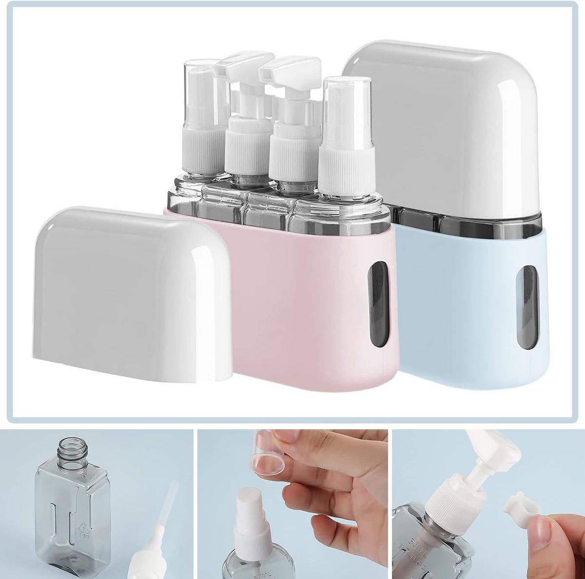 Travel Bottle Set, 8 Pack TSA Approved Travel Size Bottles, Travel Containers Dispenser, Travel Shampoo Bottles for Cosmetic Conditioner and Lotion