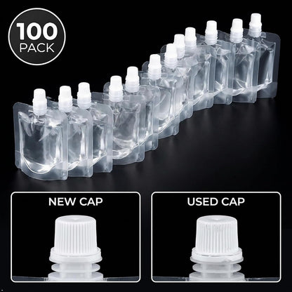 Clear Plastic Juice Bags, 50ml/1.7 oz，100 Pack Reusable Squeeze Pouches
