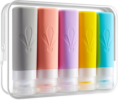 INSFIT Travel Bottles for Toiletries, TSA Approved 3oz Travel Size Toiletries, BPA Free Leak Proof Squeezable Silicone Tubes Travel Essentials for Shampoo Conditioner Lotion Soap