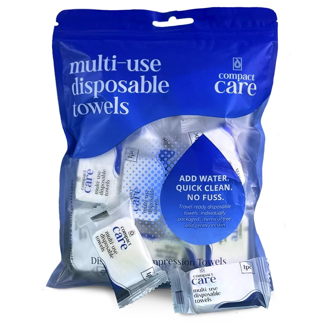 Disposable Washcloths 40 PCS - 100% Cotton Compressed Towels for Travel, Camping, Gym & Personal Hygiene - Chemical-Free Disposable Towel Tablets - Expands with Water - Portable Bulk Face Towels