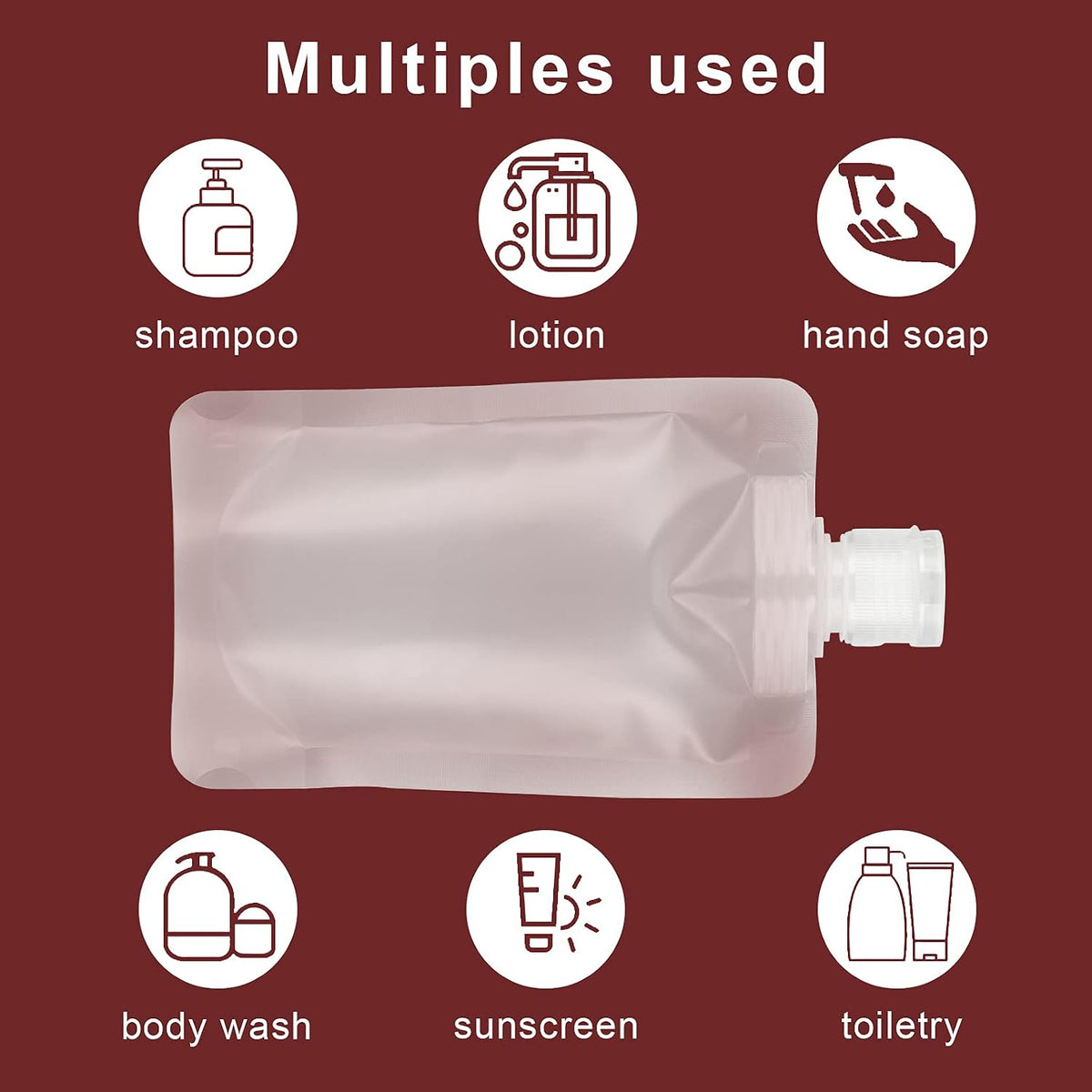 YASUOA 12 Pieces 100ml Leakproof Travel Pouches for toiletries Bulk Travel Size Refillable Squeeze Pouches Containers TSA Approved Empty Stand Up Pouch for Lotion Shampoo Liquids 3.4oz