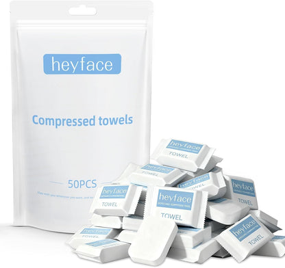 Compressed Towels Tablets for Travel, 50 PCS, Disposable Washcloths