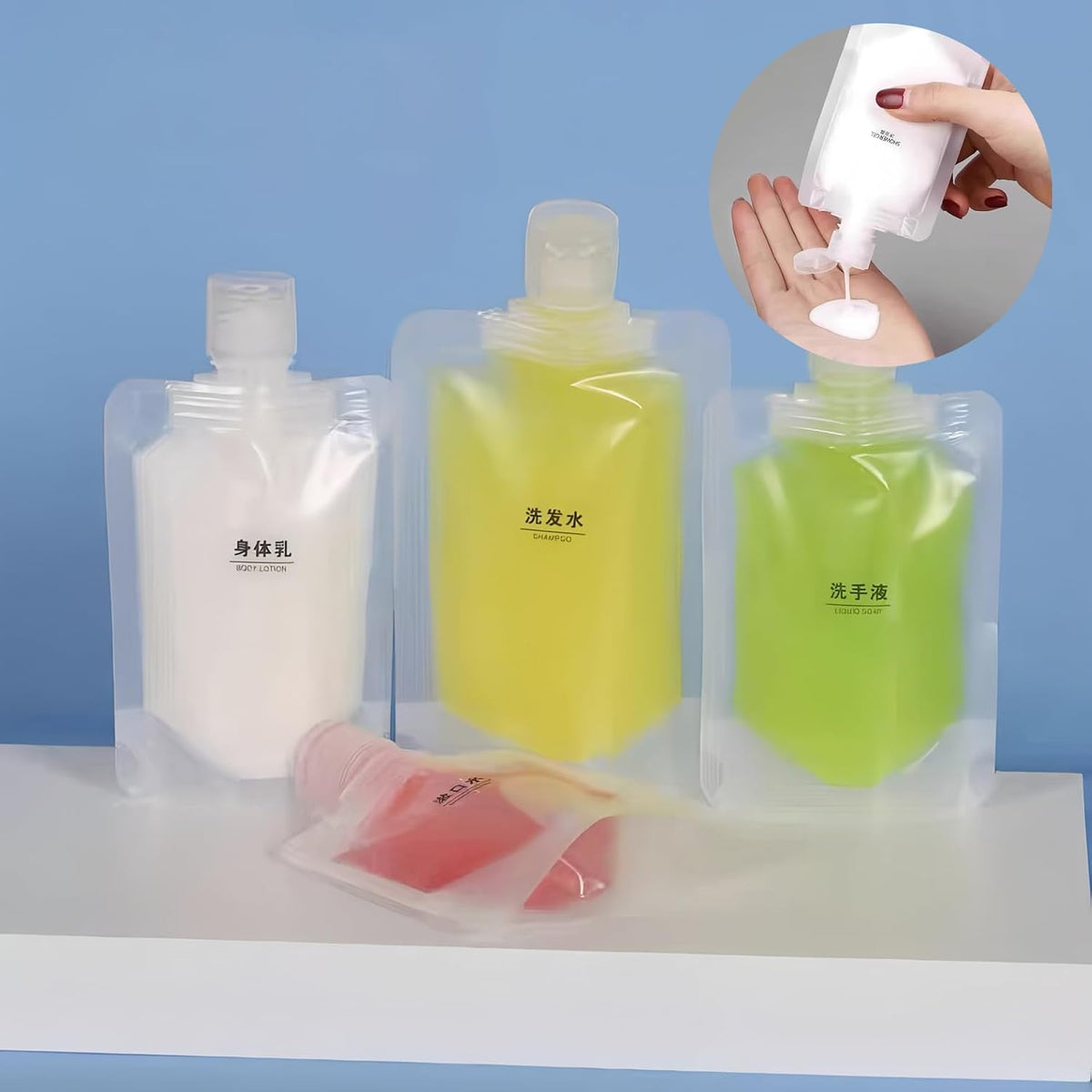9Pcs 30/50/100ml Travel Size Toiletries with Small Funnel & Label