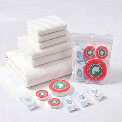 14-Pack Disposable Travel Towels, 3 Sizes, 2 Extra Large Bath Towels