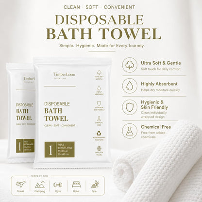 6 Pack Disposable Bath Towels for Travel 55" x 27.5" Large Individually Wrapped Travel Towel, Disposable Dry Body Towels Bulk for Shower Camping Hotel Bathroom Gym Hiking Family Vacation