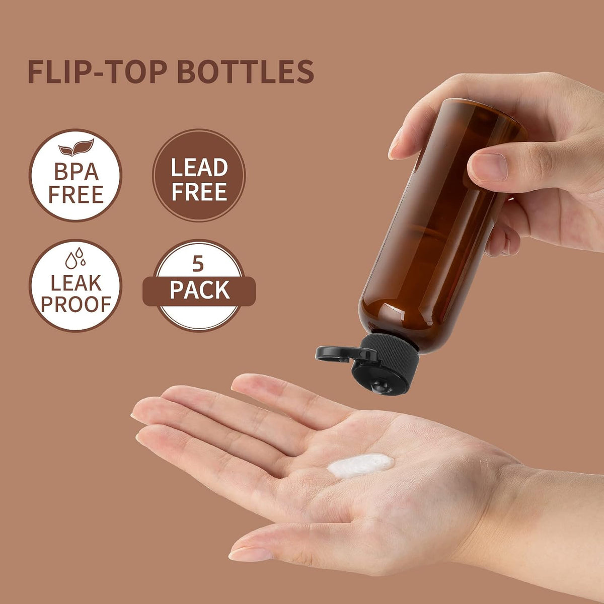 LISAPACK 3.4 oz Travel Bottles for Toiletries, Plastic Shampoo Containers