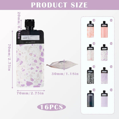 16 Pcs Travel Pouches for Toiletries Refillable Liquid Travel Pouch