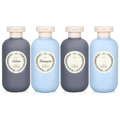METAPACK 4Pack 6.8oz Travel Shampoo Bottles with Labels, Refillable Travel Bottles, Flip Top Squeeze Bottles, Portable Plastic Toiletry Containers for Lotion, Conditioner & Body Wash(blue, green)