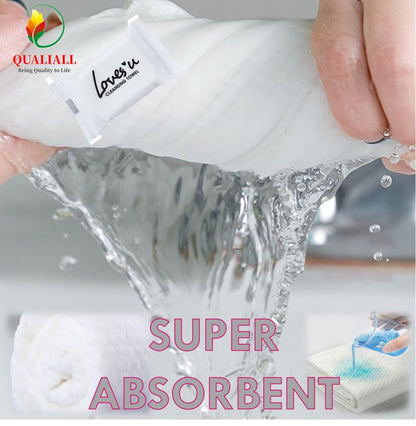 QUALIALL Disposable Travel Washcloths, 40pcs, Pure Cotton, Large Thick