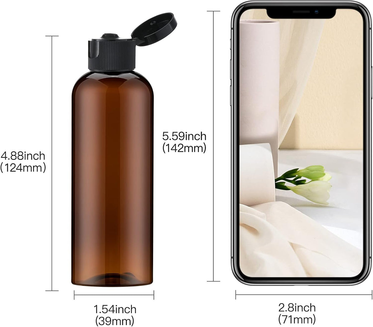 LISAPACK 3.4 oz Travel Bottles for Toiletries, Plastic Shampoo Containers