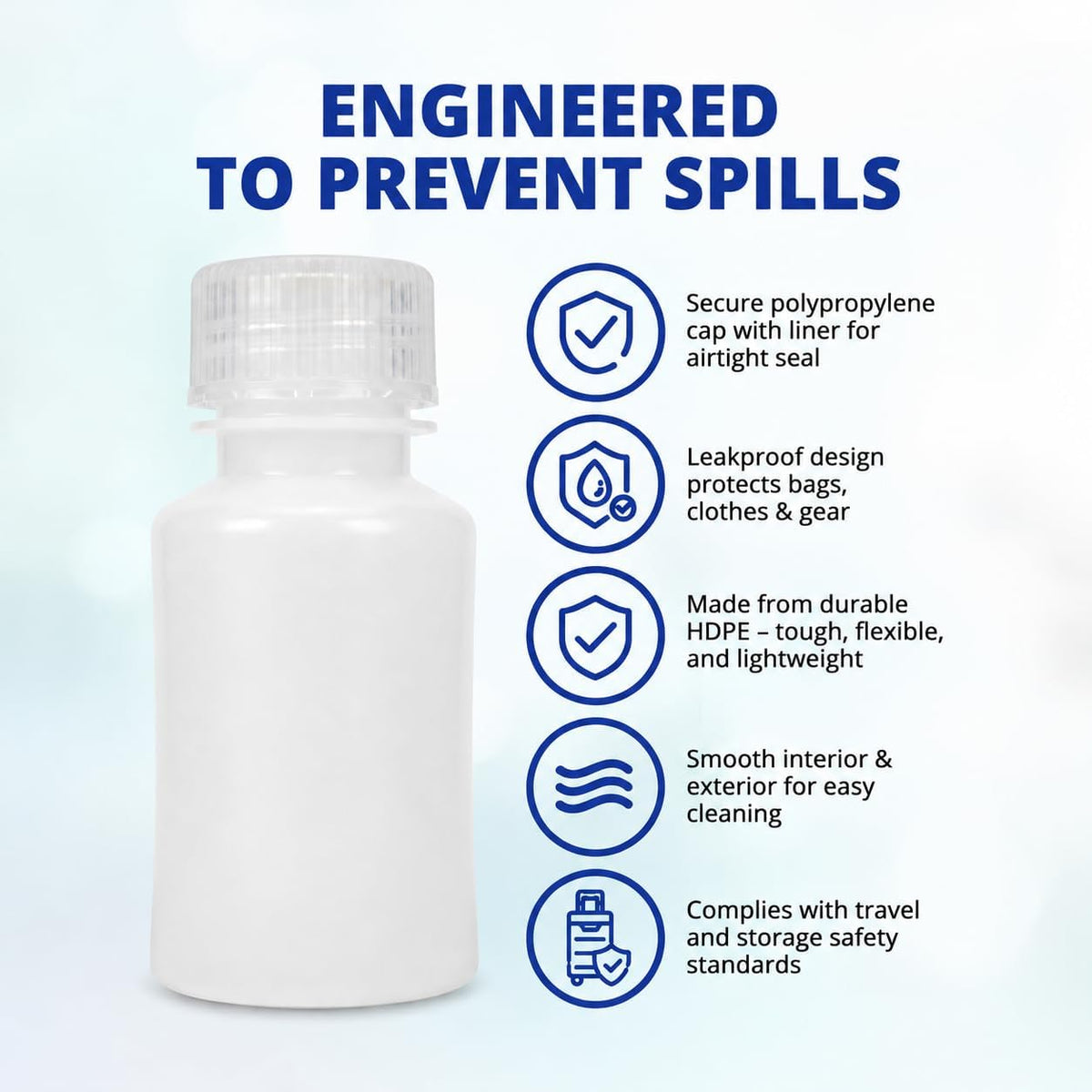 United Scientific™ HDPE Travel Bottles for Toiletries, 90ml (3oz), 6-Pack