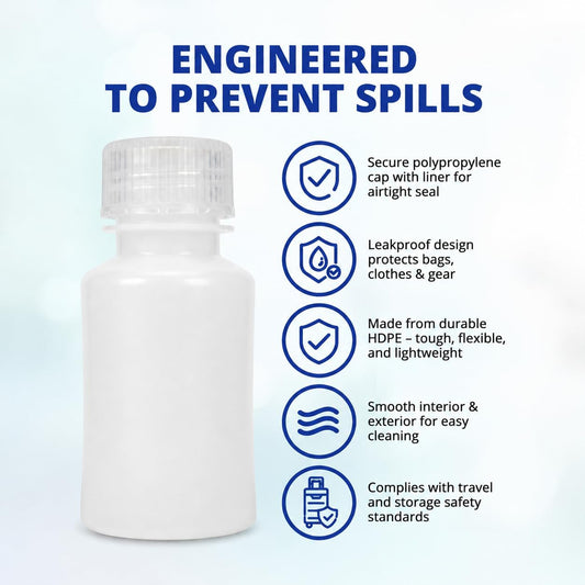 United Scientific™ HDPE Travel Bottles for Toiletries, 90ml (3oz), 6-Pack