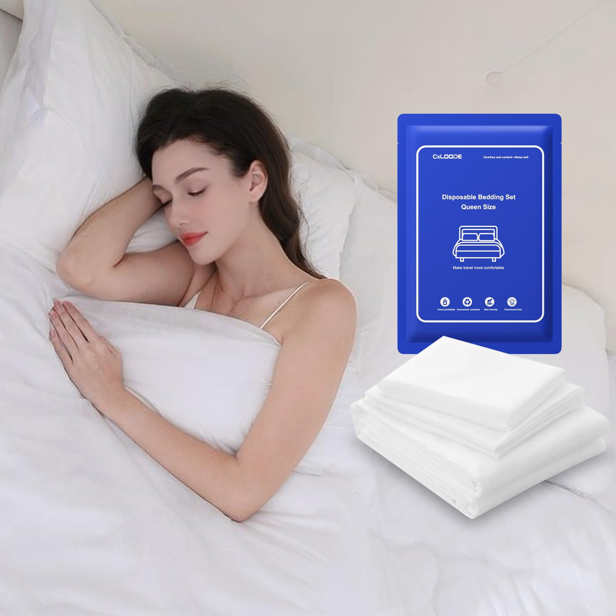 2 Pack Disposable Bed Sheet King Size for Travel Disposable Sheet for Hotel