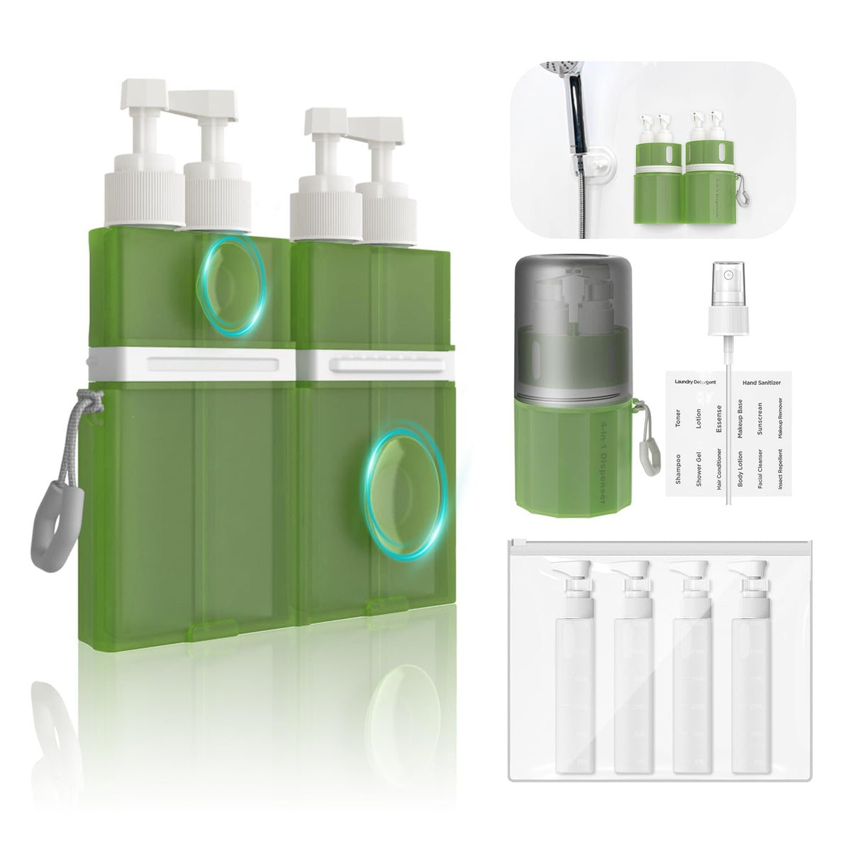 YOTIME 4in1 Travel Dispenser Bottle, TSA Approved Travel Size Containers