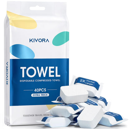KIVORA Extra Thick Compressed Towels, Ultra Soft, 30 Pack for Travel