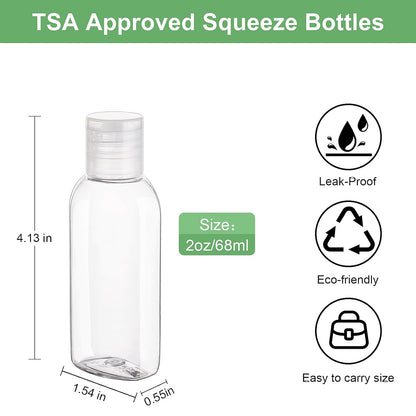 Travel Bottles for Toiletries 5 Pack 2oz TSA Approved Squeeze Bottle