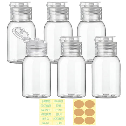 2 oz Travel Bottles, 6-Pack Wide-Mouth Leak Proof Containers