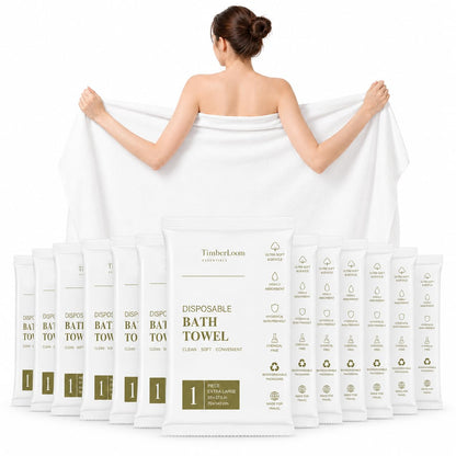 6 Pack Disposable Bath Towels for Travel 55" x 27.5" Large Individually Wrapped Travel Towel, Disposable Dry Body Towels Bulk for Shower Camping Hotel Bathroom Gym Hiking Family Vacation