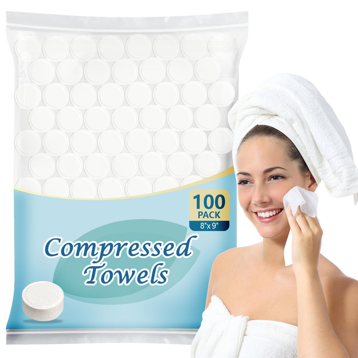 AIDEA Compressed Towels, Portable Face Towels Disposable 100pcs