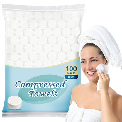 AIDEA Compressed Towels, Portable Face Towels Disposable 100pcs
