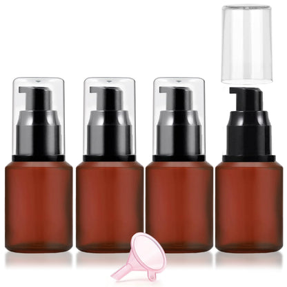 30ml Frosted Glass Pump Bottle Dispenser, 4pcs 1oz Travel Bottle