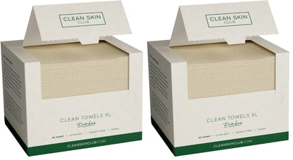Clean Skin Club Bamboo Viscose Clean Towels® XL 100% USDA Biobased Face Towel, Disposable Face Towelette, Makeup Remover Dry Wipes, Ultra Soft, 50 Ct, 1 Pack