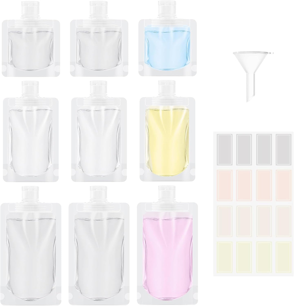 Clear Travel Pouches for Toiletries,9 Pk TSA Leakproof Bottles