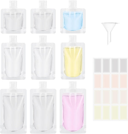 Clear Travel Pouches for Toiletries,9 Pk TSA Leakproof Bottles