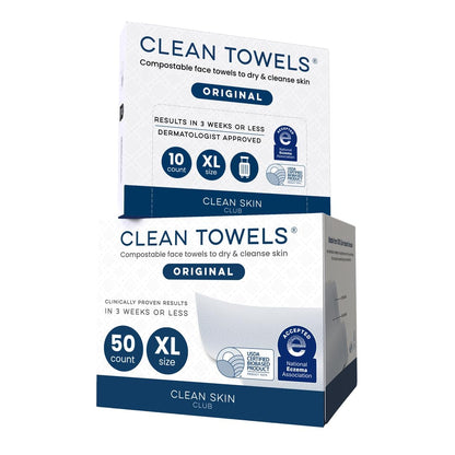 CLEAN SKIN CLUB Sensitive Skin Clean Towels® XL, Ultra-Soft Disposable Face Dry Wipes Infused with Aloe & Glycerin, XL - 1 Pack (50 count)